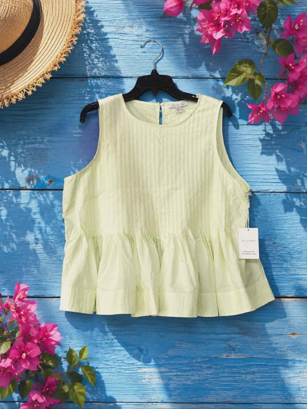 Free Assembly XL 16-18 Butter Yellow Sleeveless Pintuck Peplum Top NWT